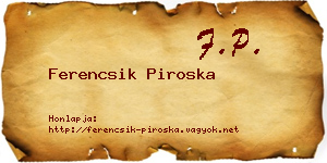 Ferencsik Piroska névjegykártya